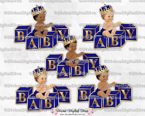 Silver and Gold Baby Shower, Large Baby Blocks, Royal Prince Baby