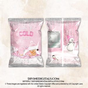 Baby, es ist kalt Rosa Silber Winter Chip Tasche Licht Ton Baby Mädchen Printable