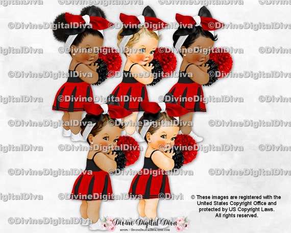 Cheerleader Red White Black Uniform Sneakers Bow Pom Poms Etsy