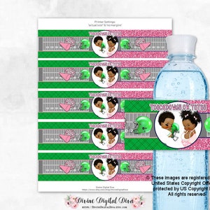 Etiquetas para botellas de agua Touchdowns o Tutus para revelar el género del bebé, en tonos oscuros, rosa y verde, para niño y niña, descarga instantánea de imágenes prediseñadas