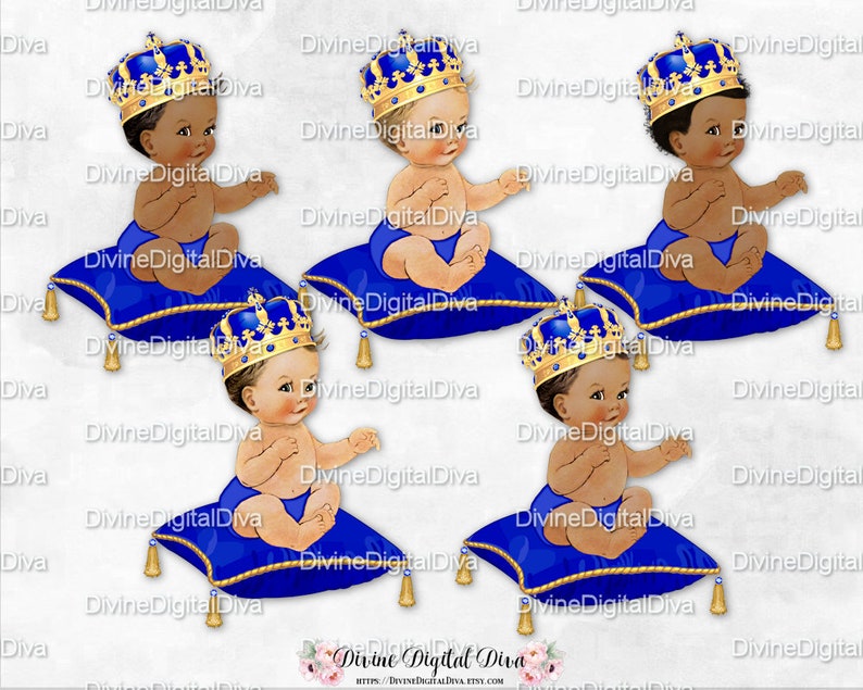 Download Sitting Baby Boy 3 Skin Tones Clipart Instant Download Little Prince On A Pillow Crown Royal Blue Gold Clip Art Art Collectibles Shantived Com