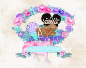 Clipart bannière vierge sirène endormie avec des bouffées de tons sombres