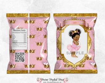 Printable Chip Bags Princess Purple & Gold Baby Girl Dark | Etsy