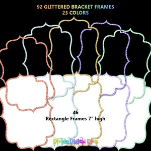 92 Glitter Bracket Frames Filled and Empty 23 Colors | Digital Clipart Instant Download