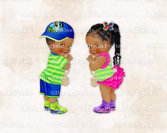 Prince Princess Royal Blue Fresh Green Hot Pink Baby Boy Girl Dark Braids Fade Clipart