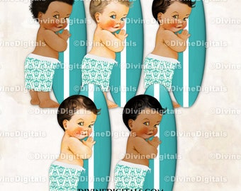 Tropische Hawaiiaanse Luau Surfer Board Shorts Surfplank Teal Turquoise Baby Boy Clipart