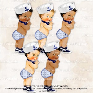 Der kleine Prinz Sailor Marineblau Hut Schal Sneakers Maritim | Baby Boy 3 Hauttöne | Clipart Sofort Download