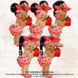 - Chaussures rouges et roses à gros nœuds en strass à thème fraise | Soufflés bébé fille tressés colorés | Clipart à téléchargement immédiat