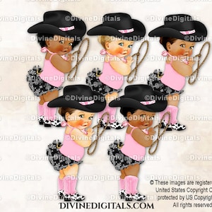Botas e cachecol com bandana e chapéu rosa e preto para menina pequena | 3 tons de pele para bebê | Download instantâneo de clipart