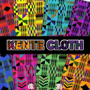 Africa Colori Brillanti Modelli di Tessuto Kente Africano / Pacchetto di Carta Digitale / Download Istantaneo