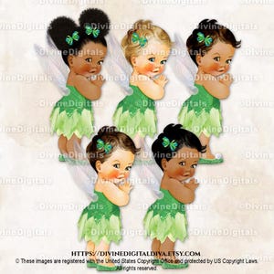 Nature Fairy Green Dress Shoes Wings Baby Girl Clipart image 1