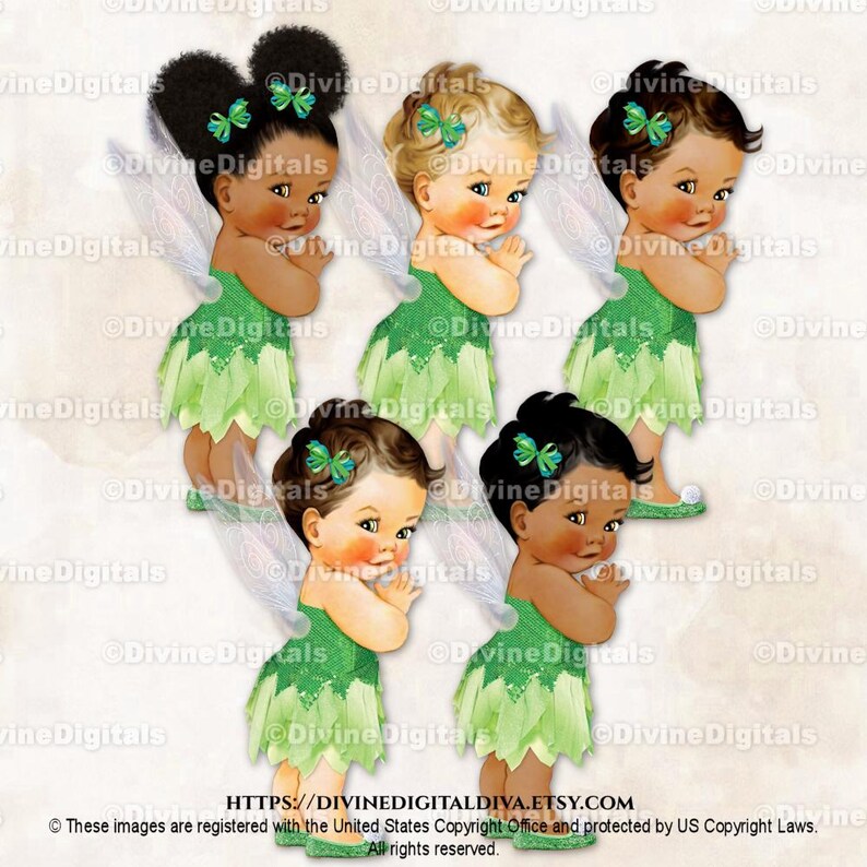 Nature Fairy Green Dress Shoes Wings Baby Girl Clipart image 1