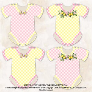 Body pyjama rose limonade une pièce pour bébé Clipart à téléchargement immédiat