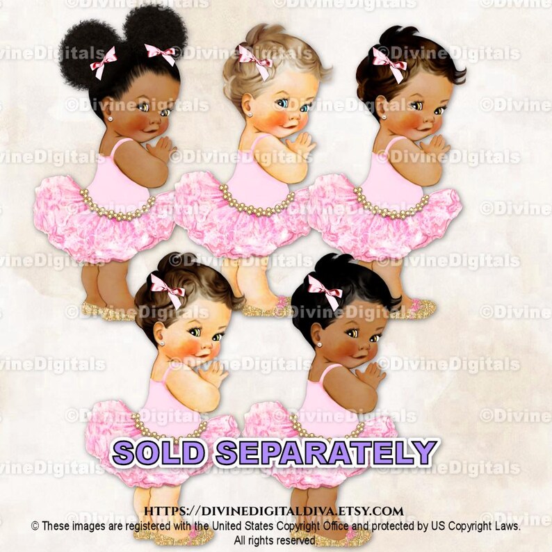 Princess Ballerina Pink Tutu Gold Shoes Crown Baby Girl Babies of Color ...