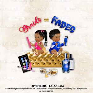 Tresses ou décolorations rose vif bleu royal or pour t-shirts et plus | Tresses bébé foncé | Afro-américain | Révéler le genre | Téléchargement instantané