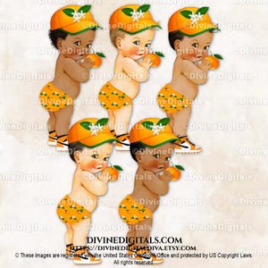 Kleiner Prinz Cutie Orange Grün Mandarine Sneakers Cap | Baby Boy 3 Hauttöne | Geschlecht offenbaren Zwillinge | Clipart Sofort Download
