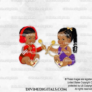 Beats hiphop gouden ketting DJ-headset microfoon rood paars goud | Donkere vlechten babyjongen meisje | Geslachtsbepaling | Clipart direct downloaden