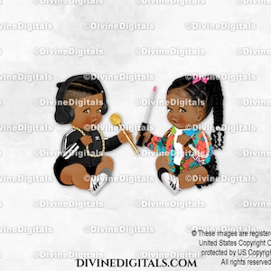 Auriculares de DJ de hip hop, ritmos de belleza, maquillaje, grafiti, años 80 y 90, trenzas oscuras para bebé, niño y niña, revelación de género, descarga instantánea de imágenes prediseñadas