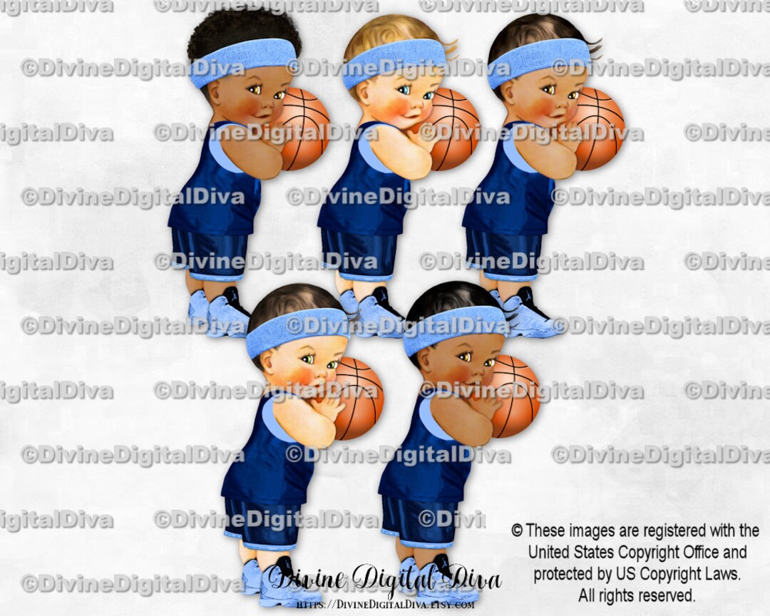 Little Prince Basketball Player Navy & Light Blue Jersey Shorts