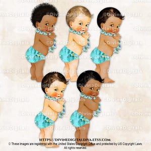 Kleine prins Luau tropisch eiland Hawaïaans patroon turquoise lei | Babyjongen 3 huidskleuren | Clipart direct downloaden