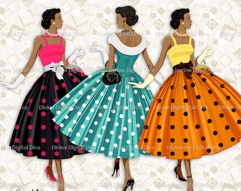 12 Ladies Of Color 50s Fashion Polka Dot Dress African Etsy 12 Ladies Of Color 50s Fashion Polka Dot Dress African Etsy
