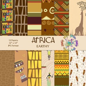Africa Earthy Tones African Kente Patterns | Digital Paper Pack | Instant Download