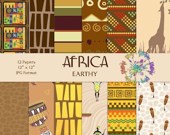 Africa Earthy Tones African Kente Patterns Digital Printable Paper