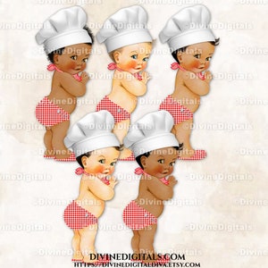 Little Chef Baker BabyQ BBQ Chapeau Écharpe Griller Cuisiner Rouge Blanc Vichy Plaid | 3 tons chair, bébé garçon | Clipart à téléchargement immédiat
