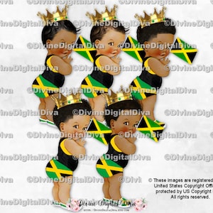 Little Prince Jamaica groen zwart gele Jamaicaanse vlag | Kleur babyjongens | Clipart direct downloaden
