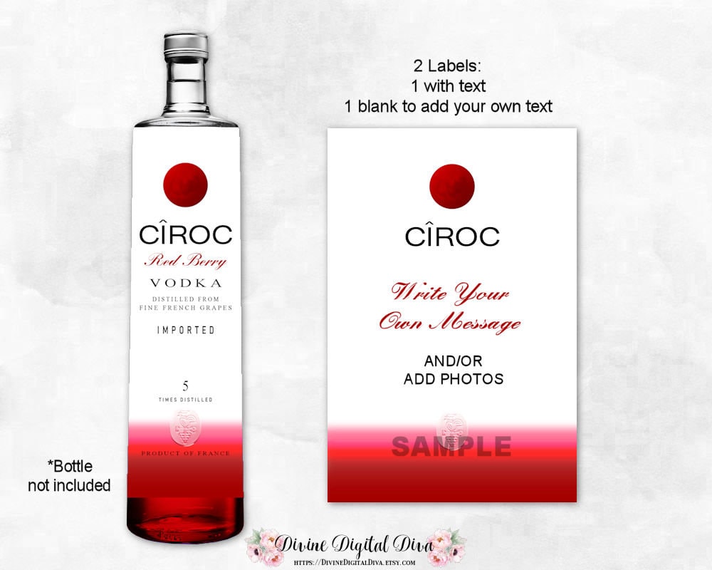 Ciroc Label Plus Blank Red Berry Vodka Tags Labels Etsy