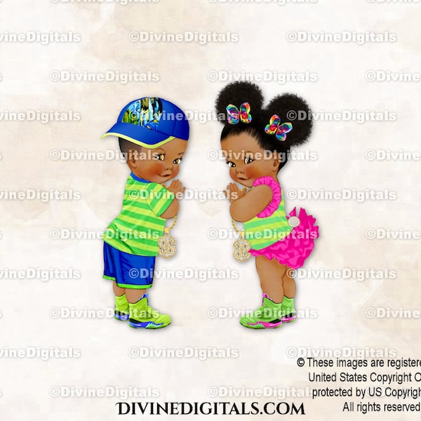 Prince Blue Princess Hot Pink Yellow & Green Stripes Cap Hat Sneakers | Baby Boy Girl Dark Tone Puffs | Clipart Instant Download