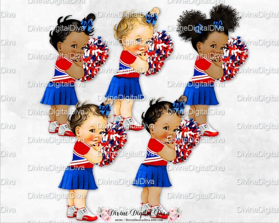 Cheerleader Red White Blue Uniform Pom Poms Sneakers Baby Etsy
