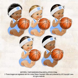 Balle bandeau anti-transpiration pour couche-culotte bleu clair blanc pour joueur de basket-ball du Petit Prince | Bébé garçon assis 3 tons chair | Clipart à téléchargement immédiat