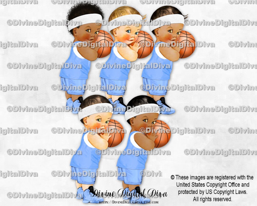 Basketball Player Light Blue & White Sneakers Jersey Sweatband Ball
