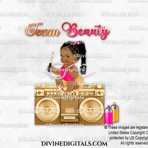 Equipo Belleza Rosa intenso y dorado para camisetas y más / Trenzas en tonos niña / Afroamericanos / Revelación de género / Descarga instantánea