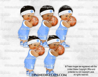 Little Prince Basketball Baby Blue & White Sneakers | Baby Boy Babies of Color Braids Fade | Clipart Instant Download