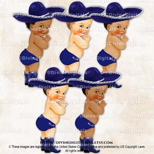 Little Prince Mexico Mexicaanse donkerblauwe marineblauwe sombrerolaarzen | Babyjongen 3 huidskleuren | Clipart direct downloaden