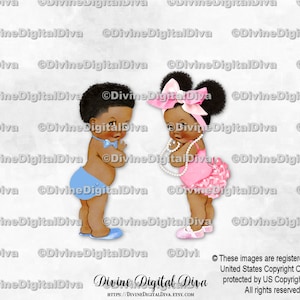 Nœud papillon bleu clair Little Man, gros nœuds et perles roses | Bouffées de ton foncé pour bébé garçon fille | Sexe révélateur des jumeaux | Clipart à téléchargement immédiat