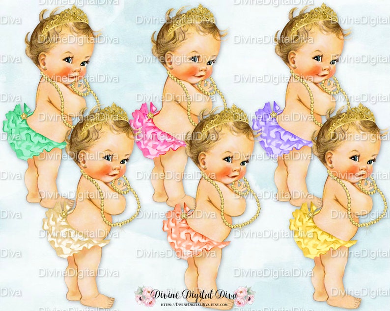 Princess Ruffle Pants Barefoot Gold Tiara Diamonds Blonde Hair Etsy