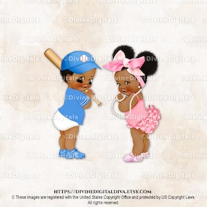 Imágenes prediseñadas de béisbol azul y lazo grande rosa para bebé niño o niña en tonos oscuros
