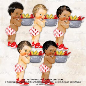 Kräftor Koka Tema Röda Vita Sneakers Baby Pojke Clipart