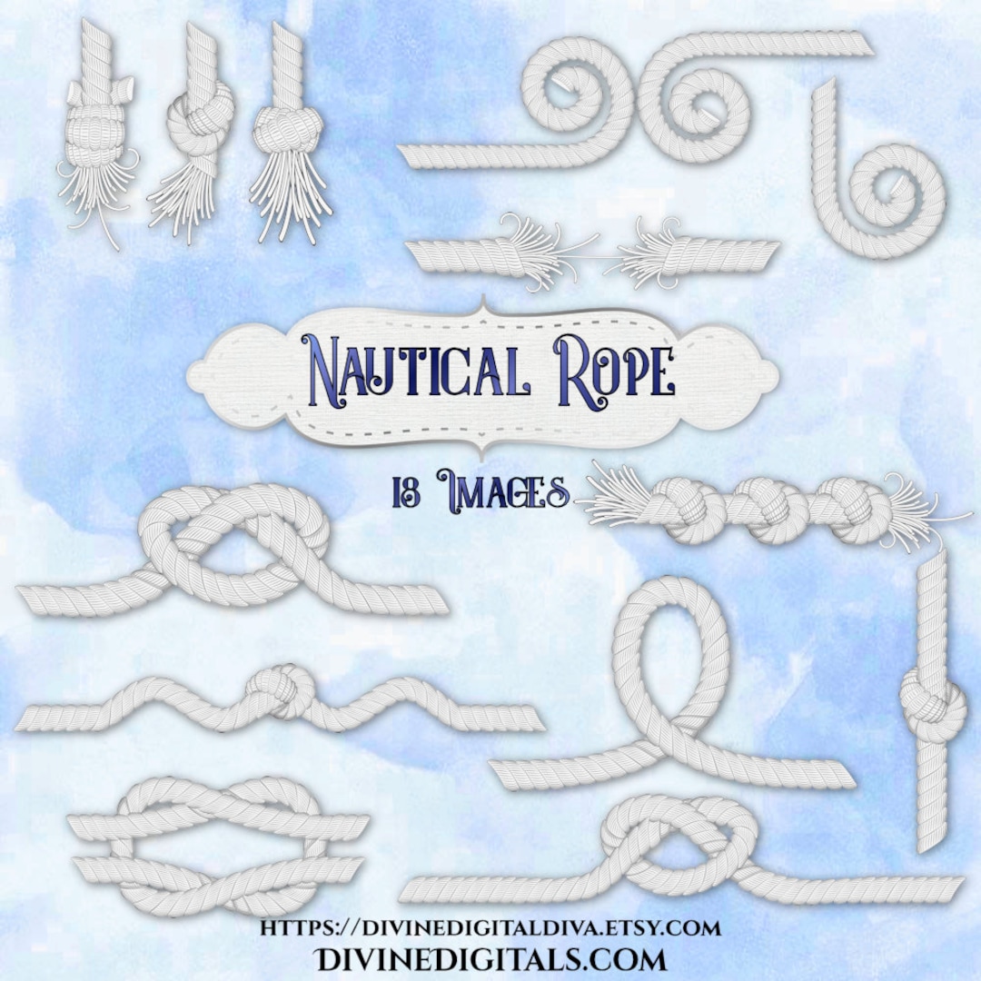 Nautical Rope White Nautical Rope Knots Frames Dividers Elements Clipart - Etsy