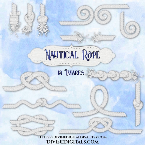 Nautical Rope White | Knots | Frames | Dividers | Elements | Transparent | Instant Download