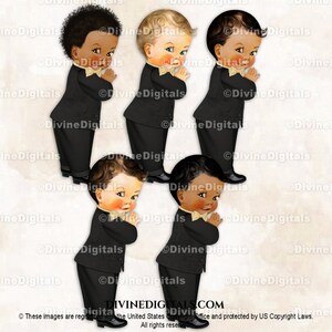 Zwart kostuum smoking babyjongen goud glitter vlinderstrik | Little Prince-babyjongen 3 huidskleuren | Directe png-download