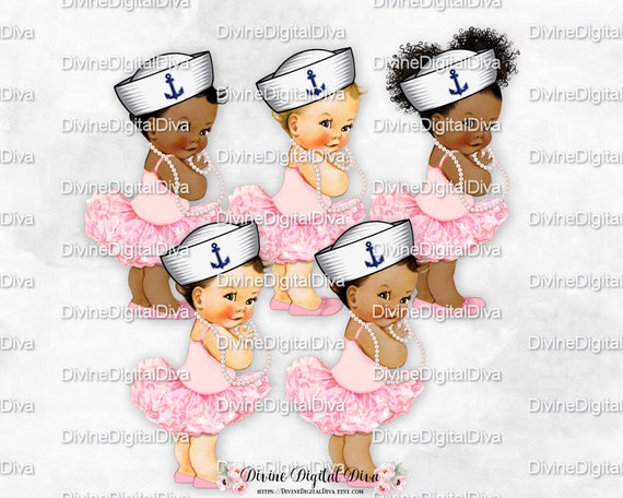 Sailor Ballerina Pink Tutu Sailor Hat Pearls Clipart Instant Download Baby Girl Skin Puffs Clip Art Art & issho-ueno.com