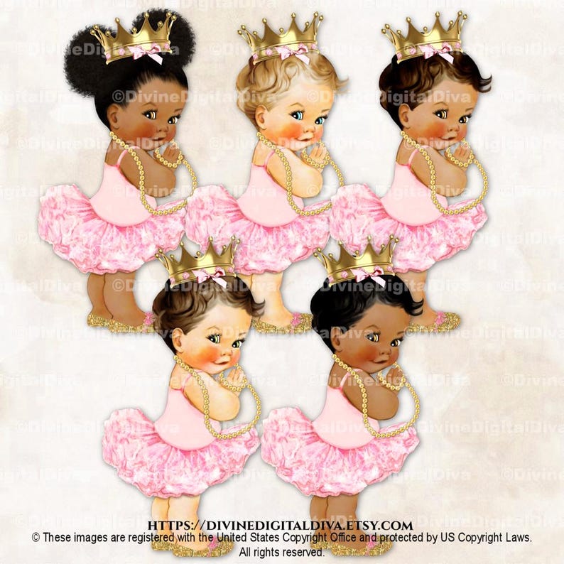 Princess Ballerina Pink Tutu Gold Shoes Pearls & Crown Baby Girl ...