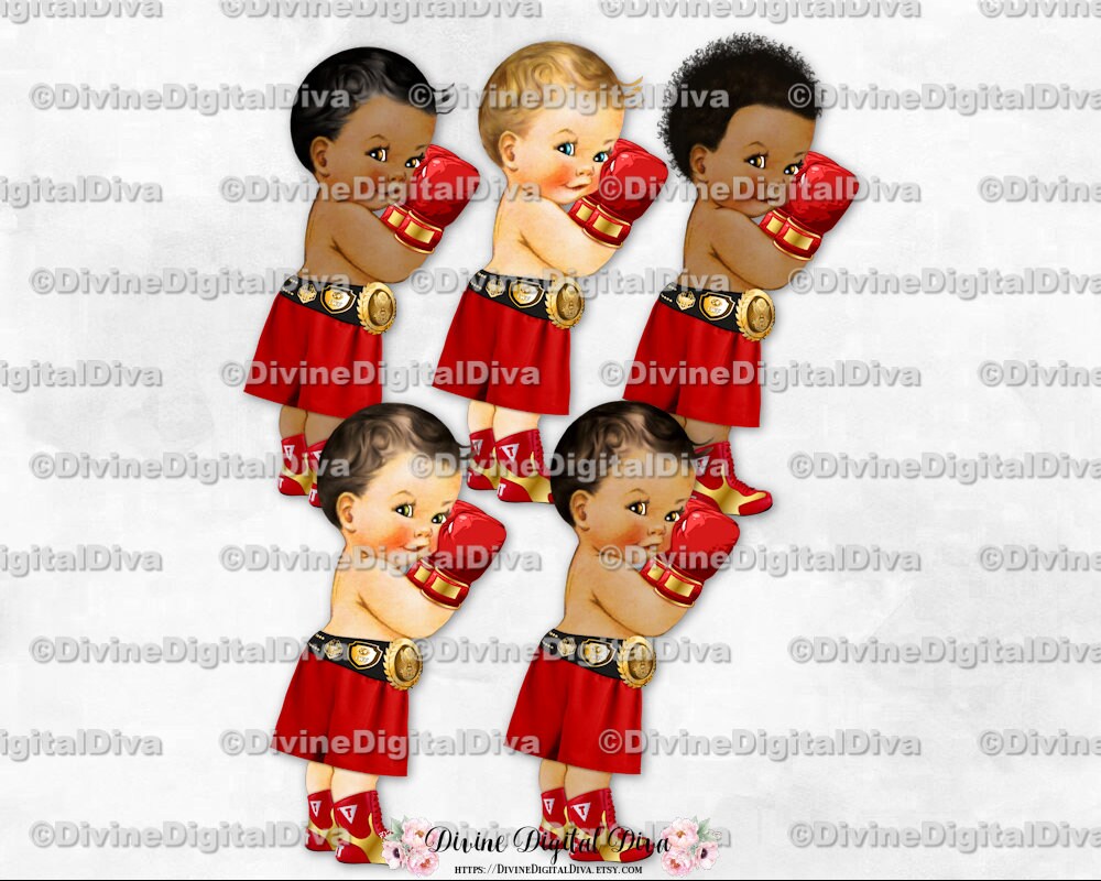 Little Prince Boxer Red Shorts & Gloves Gold Championship Belt Boxing…