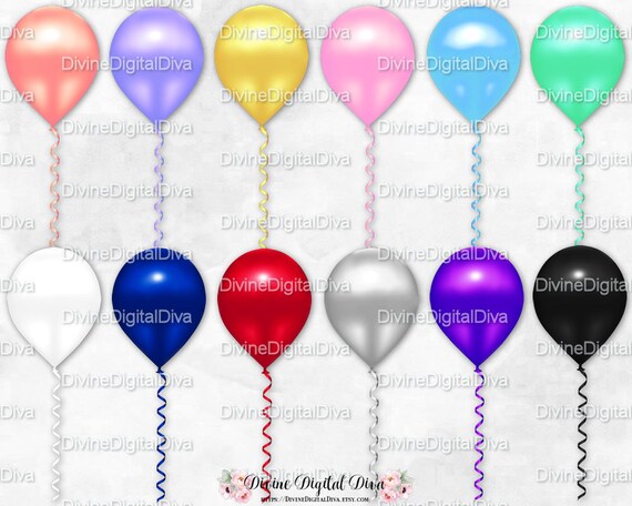 Download Balloons 12 Colors Pink Blue Gold Silver Red Black Purple Mint Etsy