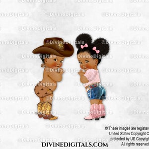 Daisy Dukes or Cowboy Boots Chapeau Cowgirl Rose Marron | Bouffées de tons foncés garçon fille | Sexe révélateur des jumeaux | Clipart à téléchargement immédiat