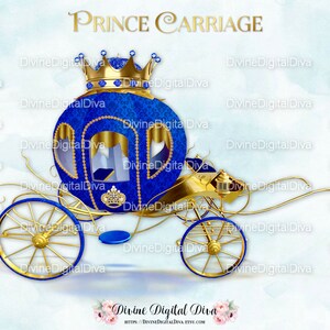 星の王子さまのおとぎ話の馬車 ロイヤルブルー＆ゴールド | クリップアートの即時ダウンロード